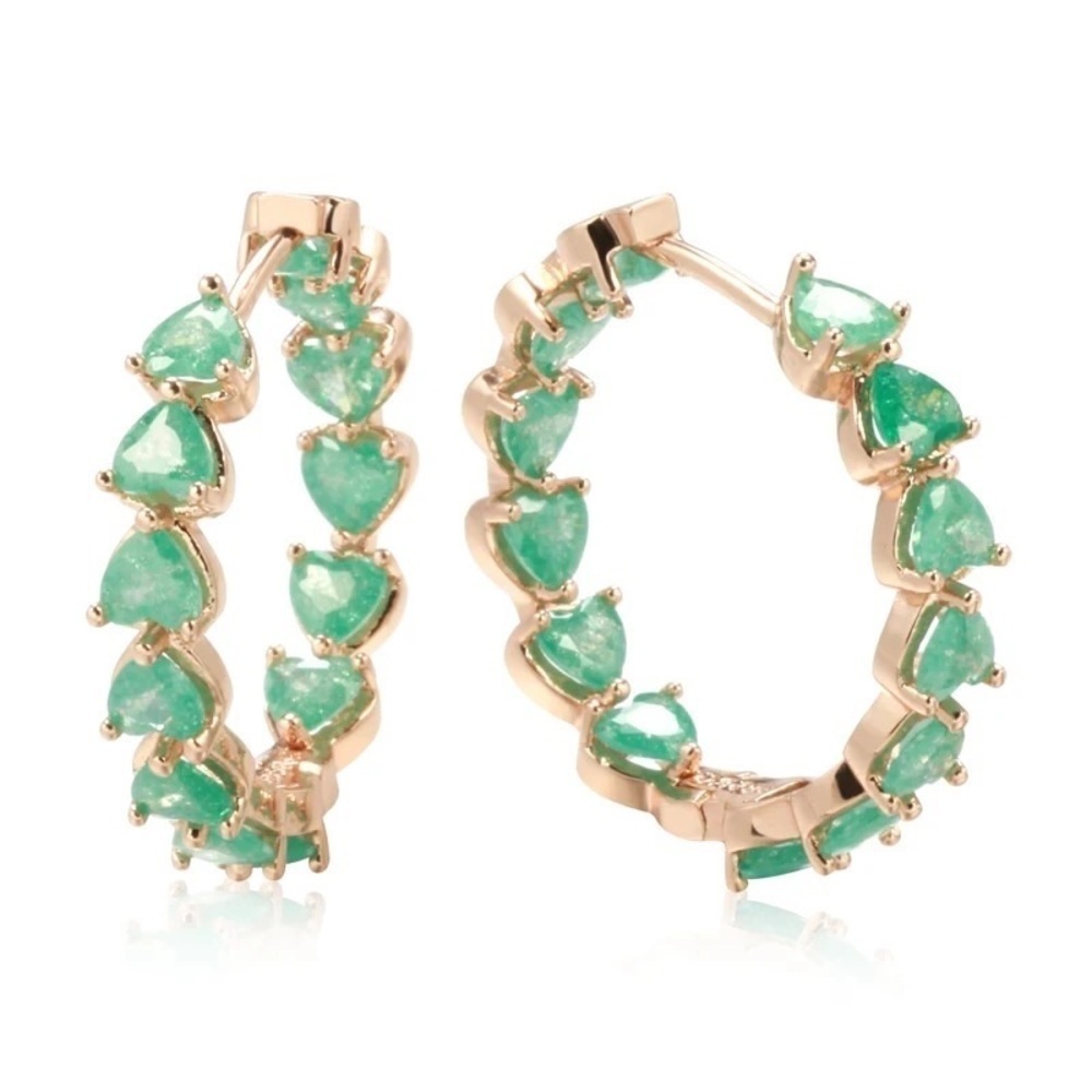 Rose Gold Plated Emerald Cut Zirconia Hoop Earrings